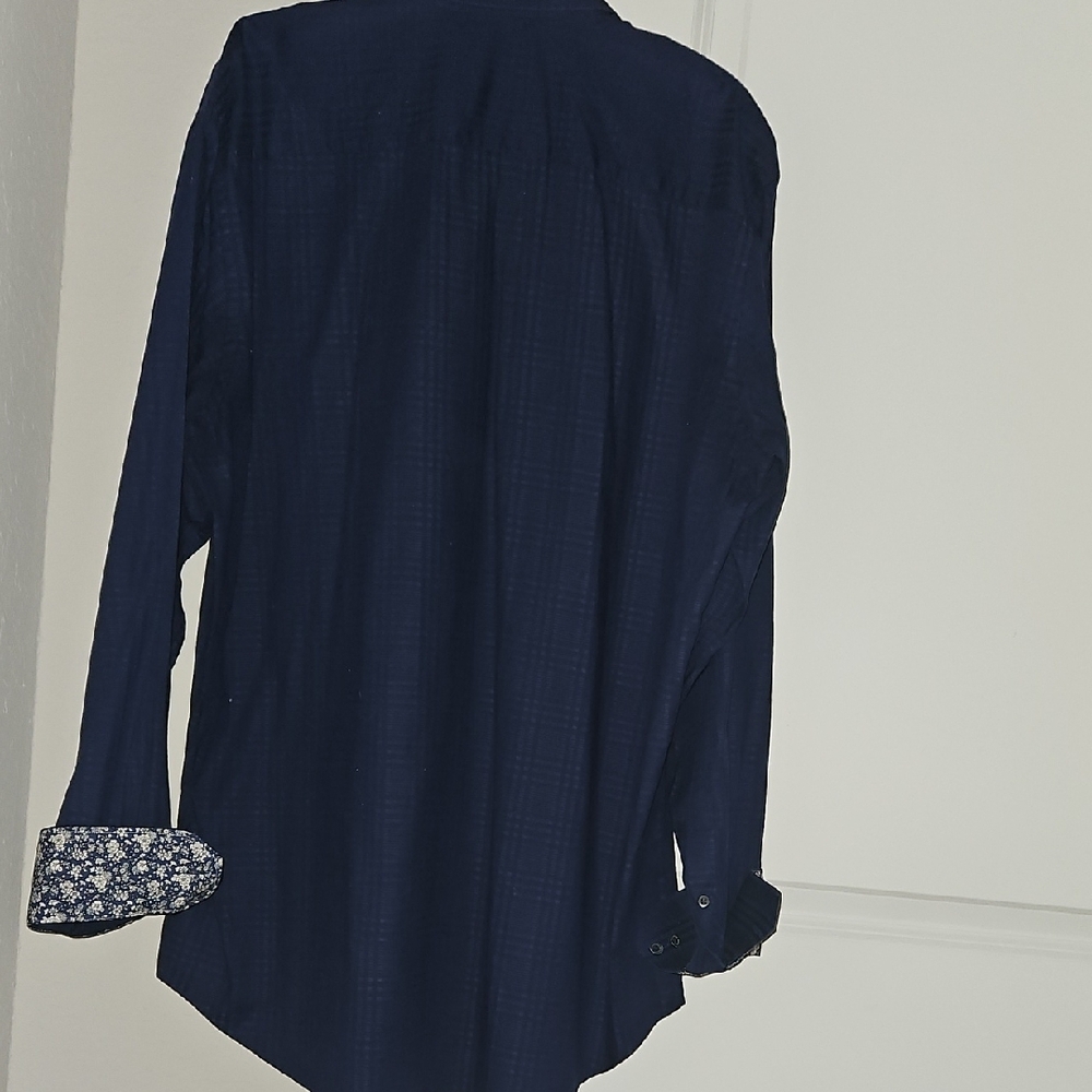 Bugatchi Dark Blue Button Down Shirt With Pattern… - image 5